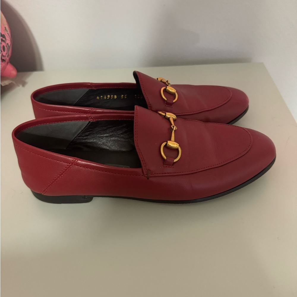 Red Gucci Jordaan Leather Loafer - Picture 3 of 6